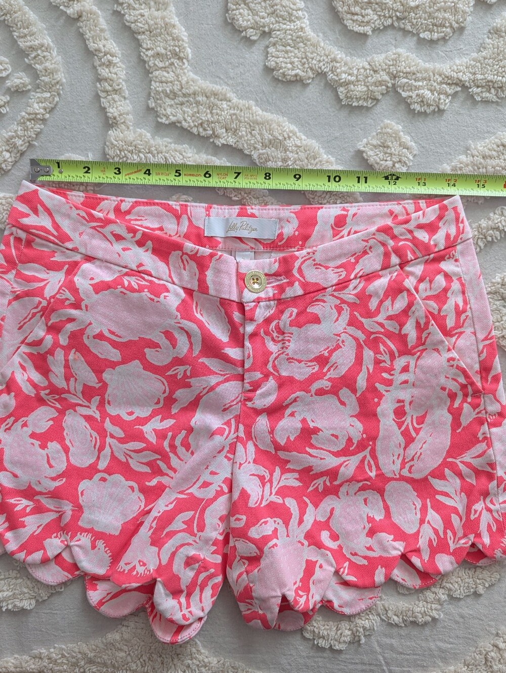 Lilly Pulitzer Scalloped Buttercup Shorts Sunbaked Crab Collab Size 0 - Picture 6 of 10